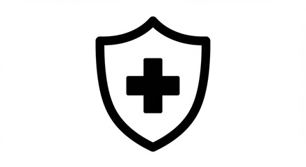 Obraz premium A protective shield emblem featuring a medical cross, symbolizing healthcare security.