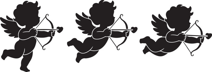 cupid icon set. love and valentine's day symbol. Cupid shooting arrow