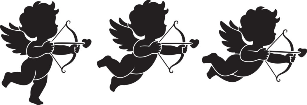 cupid icon set. love and valentine's day symbol. Cupid shooting arrow
