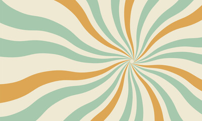 Colorful retro-style wavy spiral background. Groovy 70s-inspired abstract design with a dynamic and nostalgic aesthetic. Perfect for vintage posters, print, banners, social media graphics.