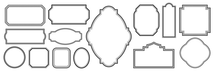 Vintage decorative ruled decorative frame set. Elegant retro design label vector illustration for wedding invitations, restaurant menu tables, delivery frames.