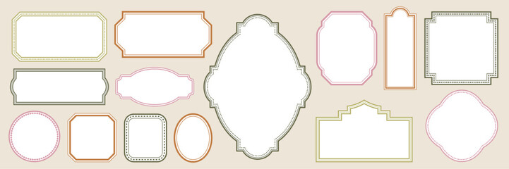 Vintage decorative ruled decorative frame set. Elegant retro design label vector illustration for wedding invitations, restaurant menu tables, delivery frames. ©  Mercer