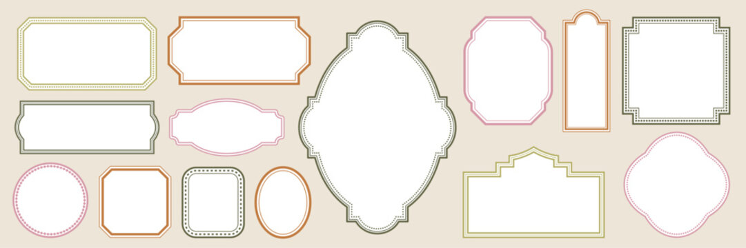 Vintage decorative ruled decorative frame set. Elegant retro design label vector illustration for wedding invitations, restaurant menu tables, delivery frames.