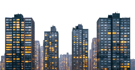 Obraz premium PNG Highrise buildings at dusk architecture cityscape urban.