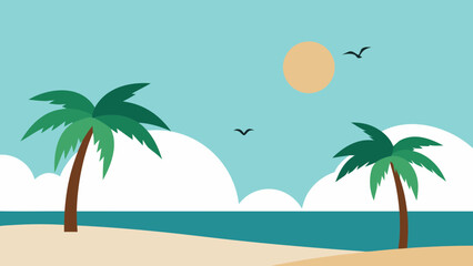 Obraz premium Tropical Beach Coconut Trees Sun Dip