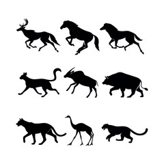 Silhouettes of Fast-Running and Jumping Animals