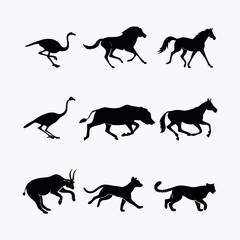 Silhouettes of Fast-Running and Jumping Animals