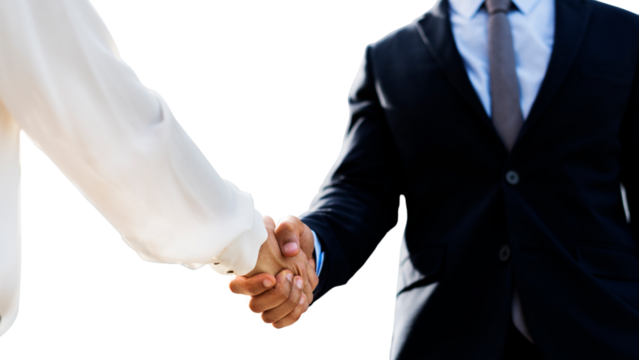 Business people png shaking hands, transparent background
