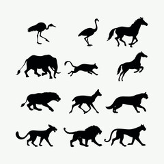 Silhouettes of Fast-Running and Jumping Animals