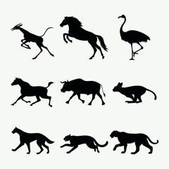 Silhouettes of Fast-Running and Jumping Animals