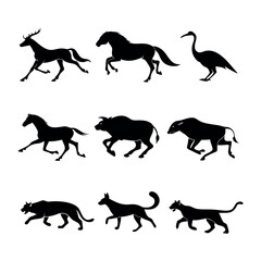 Silhouettes of Fast-Running and Jumping Animals