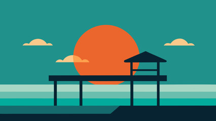small fishing dock sun ocean
