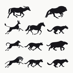 Silhouettes of Fast-Running and Jumping Animals