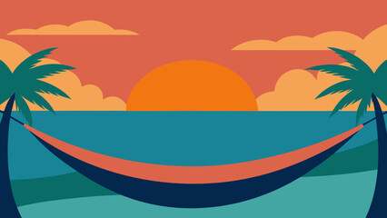 Sunset Tropical Hammock Teal Ocean