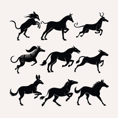Silhouettes of Fast-Running and Jumping Animals