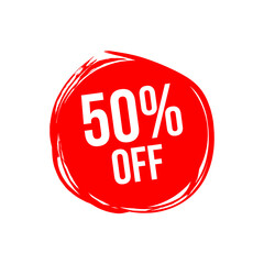 Vector Illustration 50 Percent Off Banner. Modern Red Web Label