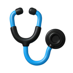 3D Medical Stethoscope Icon in Blue and Black Color
