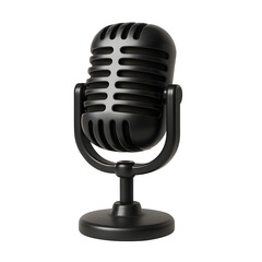 3D Black Microphone Icon for Podcast and Voice Recording
