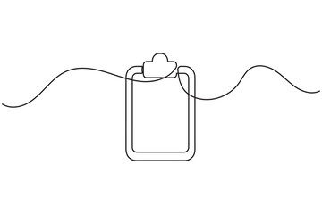 Clipboard with checklist icon in minimal one line art style on white background for planning concept