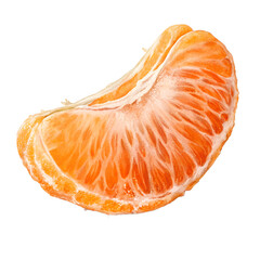 Single Mandarin Orange Segment Close Up on Transparent Background