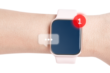 Smart watch screen png showing text message notification