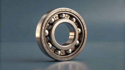 Precision metal ball bearing showcasing intricate industrial engineering and smooth mechanical motion