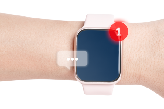 Smart watch screen png showing text message notification
