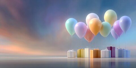 Pastel Balloons and Gift Boxes for a Festive Celebration