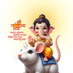 AI Generated Illustration for Happy Ganesh Chaturthi Festival for Invitation, Poster, Social Media Post Design Background