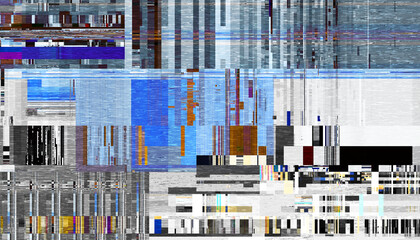 Abstract creative glitch overlay texture. Geometric pixel pattern of a digital glitch on transparent background, digital pattern