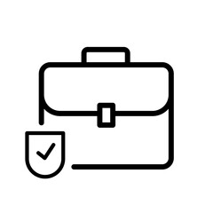 Briefcase with checkmark - secure job - vectoe icon
