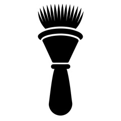  Close up of a traditional pepshaving brush featuring soft white bristles any people and wooden handle hair clipper comb icon vactor line art illustration, on white background. 