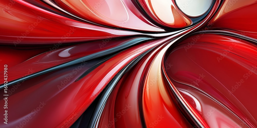 Poster dynamic abstract red background featuring smooth curved lines and elegant gradient effects for art