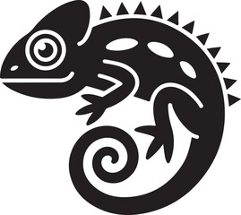Cute chameleon silhouette - cut out vector icon - stock illustration