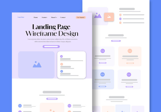 One Page Portfolio Landing Page Wireframe Template
