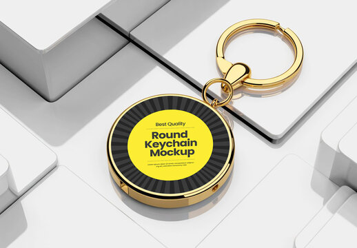 Round Keychain Mockup
