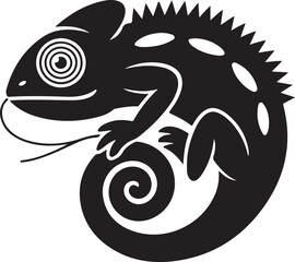 Cute chameleon silhouette - cut out vector icon - stock illustration