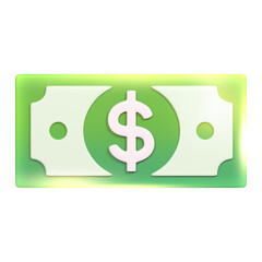 Money icon  png sticker, 3D neon glow, transparent background