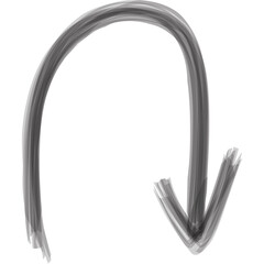 arrows handdrawn brush style. U turn arrow shape textured icon symbol vector illustration