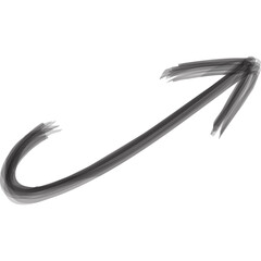 curved arrow handdrawn brush style. arrow shape textured icon symbol vector illustration