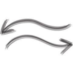 flowing arrows handdrawn brush paint style. arrow shape textured icon symbol vector illustration
