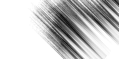 Vector black and white halftone gradient banner, texture template made of lines, grunge graphic backdrop, texture vector background template.