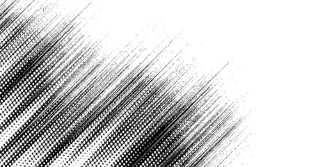 Vector black and white halftone gradient banner, texture template made of lines, grunge graphic backdrop, texture vector background template.