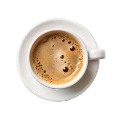 Overhead view of a cup of coffee