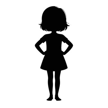Girl with hands on hips silhouette standing