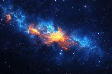 Fototapeta premium Cosmic Nebula Swirls Of Blue And Orange space galaxy