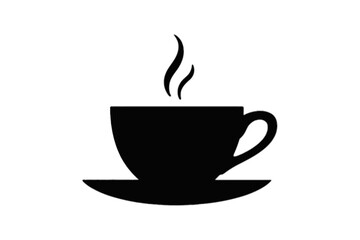 Fototapeta premium Steaming Coffee Cup Silhouette saucer hot beverage