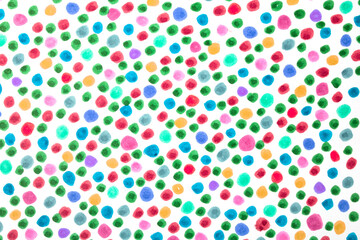 Polka Dot Spotty Circle Spots In Childrens  Felt Tip Pen Rainbow Background