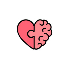 Mental Health Icon - Brain and Heart Balance