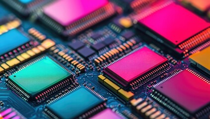 Close-up of colorful circuit boards